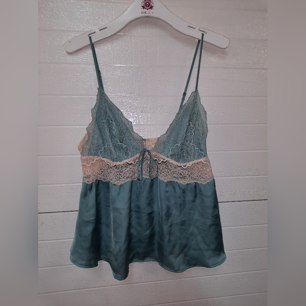 Victoria's Secret Teal Satin and Lace Cami